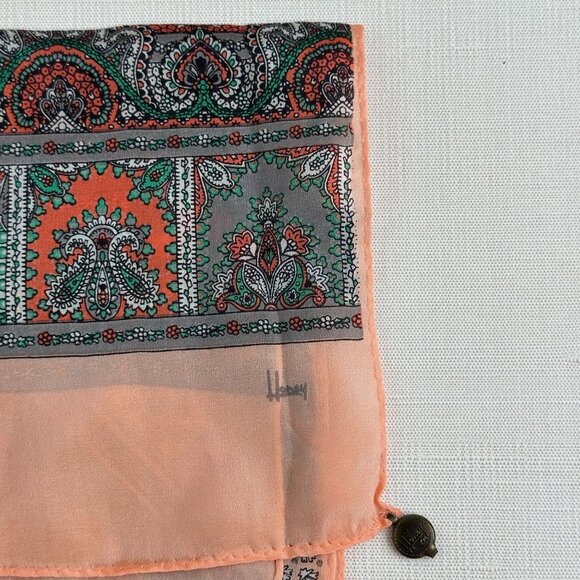 Honey Vintage Peach Silk Paisley Scarf 10 x 50 NWOT - Picture 6 of 10